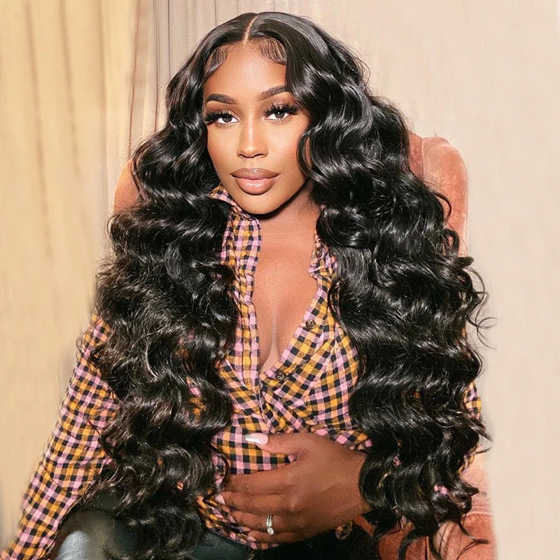 Megalook 13X4 Pre-All Glueless Body Wave 30 Inch Invisible Knots Natural Black Natural Hairline