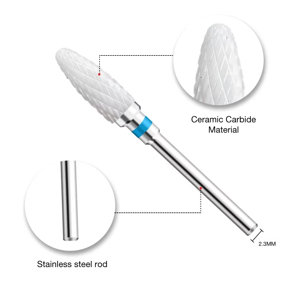 Ceramic Carbide Nail Drill Bit Rotate Burr Milling Nail Cutter Bits Electric Drill Machine for Manicure Pedicure Tools