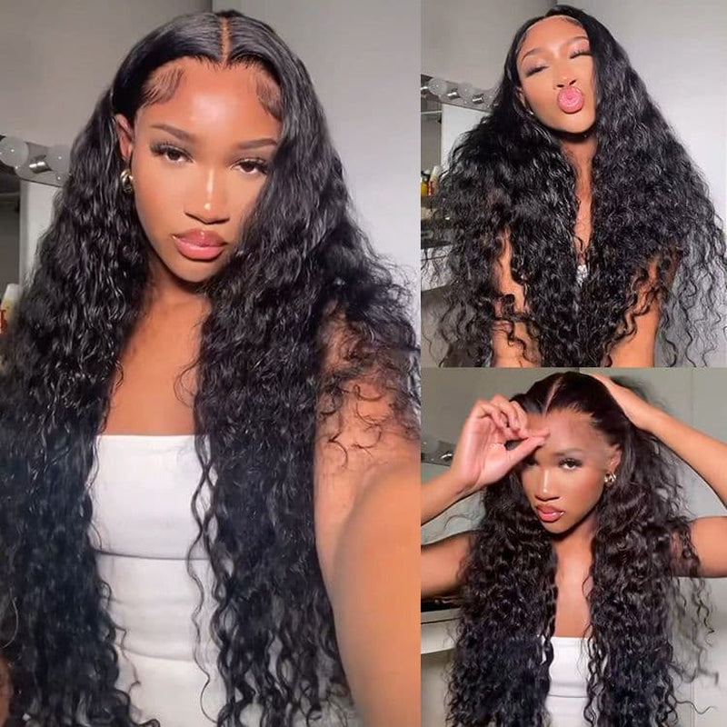 Megalook 13X4 Pre-All Glueless Body Wave 30 Inch Invisible Knots Natural Black Natural Hairline