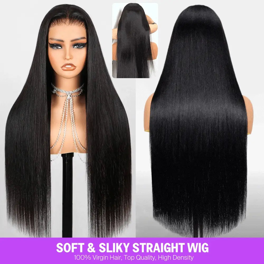 Megalook 13X4 Pre-All Glueless Body Wave 30 Inch Invisible Knots Natural Black Natural Hairline