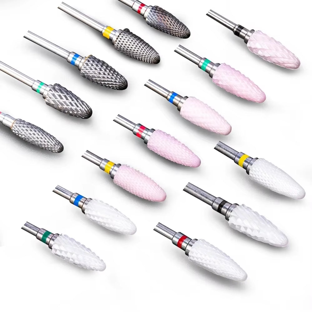 Ceramic Carbide Nail Drill Bit Rotate Burr Milling Nail Cutter Bits Electric Drill Machine for Manicure Pedicure Tools
